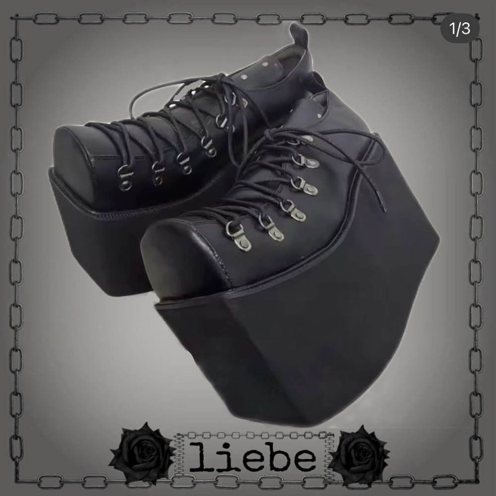 Demonia Black Platform Boots for Men
